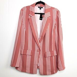 TORRID 2X NWT dusty rose stripe long line boyfriend blazer